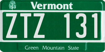 VT license plate ZTZ131