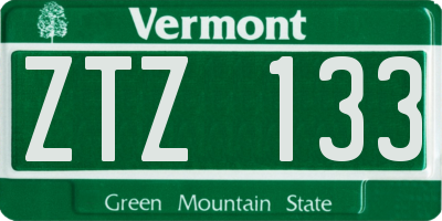 VT license plate ZTZ133