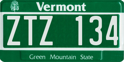 VT license plate ZTZ134