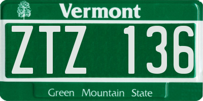 VT license plate ZTZ136