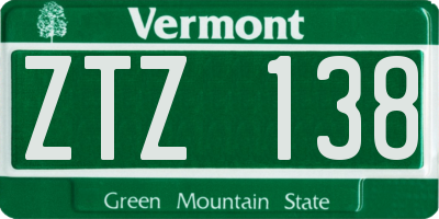 VT license plate ZTZ138