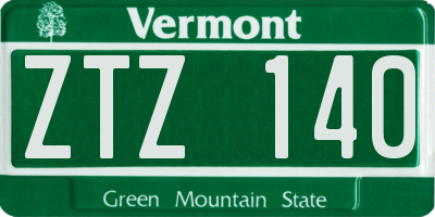 VT license plate ZTZ140