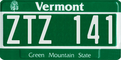 VT license plate ZTZ141