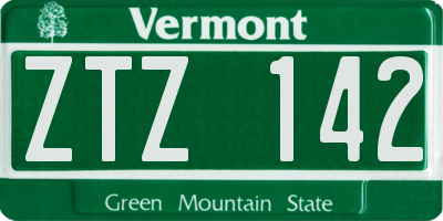 VT license plate ZTZ142
