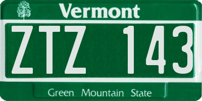 VT license plate ZTZ143