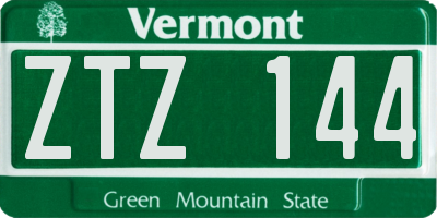 VT license plate ZTZ144