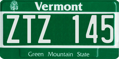VT license plate ZTZ145