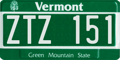 VT license plate ZTZ151