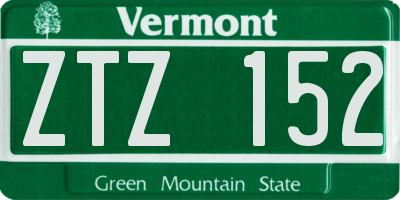 VT license plate ZTZ152