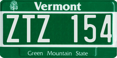 VT license plate ZTZ154