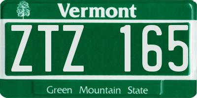 VT license plate ZTZ165