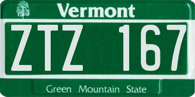 VT license plate ZTZ167
