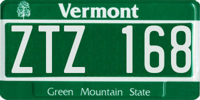 VT license plate ZTZ168