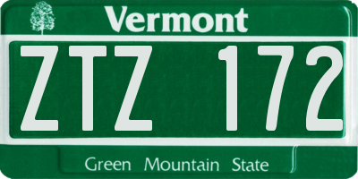VT license plate ZTZ172