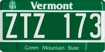 VT license plate ZTZ173