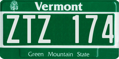 VT license plate ZTZ174