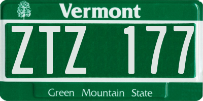 VT license plate ZTZ177