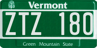 VT license plate ZTZ180
