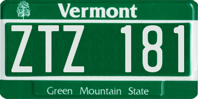 VT license plate ZTZ181