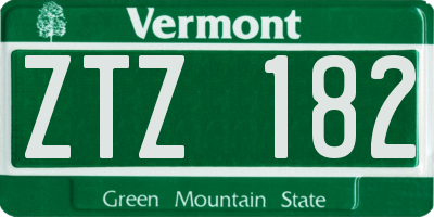 VT license plate ZTZ182