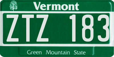 VT license plate ZTZ183