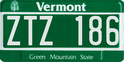 VT license plate ZTZ186