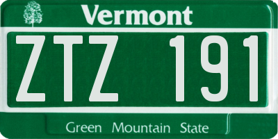 VT license plate ZTZ191