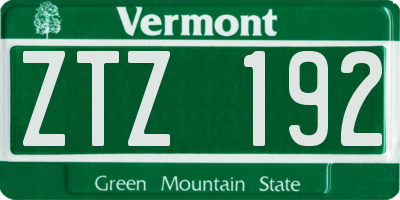 VT license plate ZTZ192