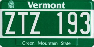 VT license plate ZTZ193