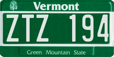 VT license plate ZTZ194
