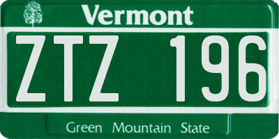VT license plate ZTZ196