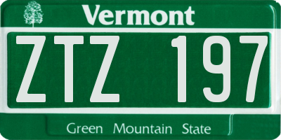 VT license plate ZTZ197