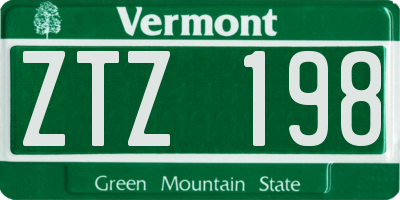 VT license plate ZTZ198