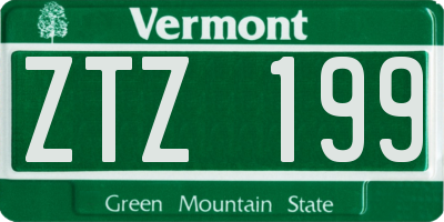 VT license plate ZTZ199