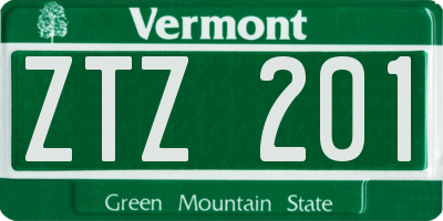 VT license plate ZTZ201