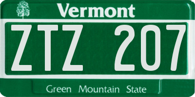 VT license plate ZTZ207