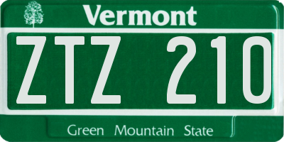 VT license plate ZTZ210