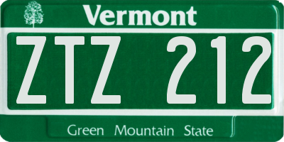 VT license plate ZTZ212