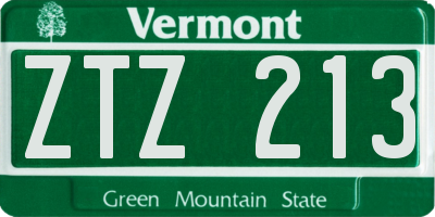 VT license plate ZTZ213