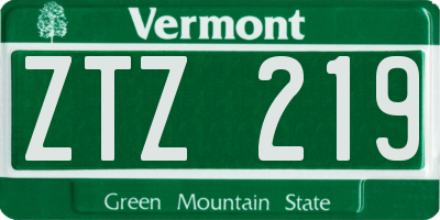 VT license plate ZTZ219