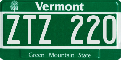 VT license plate ZTZ220