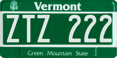 VT license plate ZTZ222