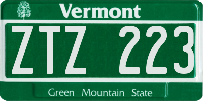 VT license plate ZTZ223