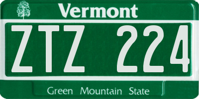 VT license plate ZTZ224