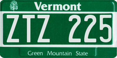 VT license plate ZTZ225