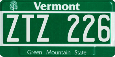 VT license plate ZTZ226