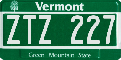 VT license plate ZTZ227