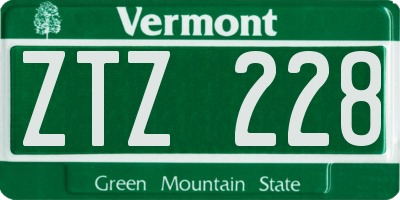 VT license plate ZTZ228
