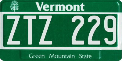 VT license plate ZTZ229