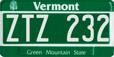 VT license plate ZTZ232